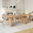 ID MARKET - Table à manger extensible rectangle JULIETTE 6-12 personnes pieds lattes tasseau bois coloris chêne 160-240 cm - vignette