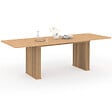 ID MARKET - Table à manger extensible rectangle JULIETTE 6-12 personnes pieds lattes tasseau bois coloris chêne 160-240 cm - vignette