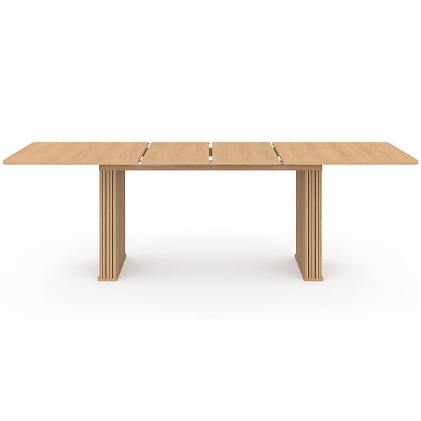 ID MARKET - Table à manger extensible rectangle JULIETTE 6-12 personnes pieds lattes tasseau bois coloris chêne 160-240 cm - large