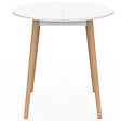 ID MARKET - Table à manger fixe ronde ANGELA 4 personnes blanc pieds bois 80 cm - vignette