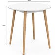 ID MARKET - Table à manger fixe ronde ANGELA 4 personnes blanc pieds bois 80 cm - vignette