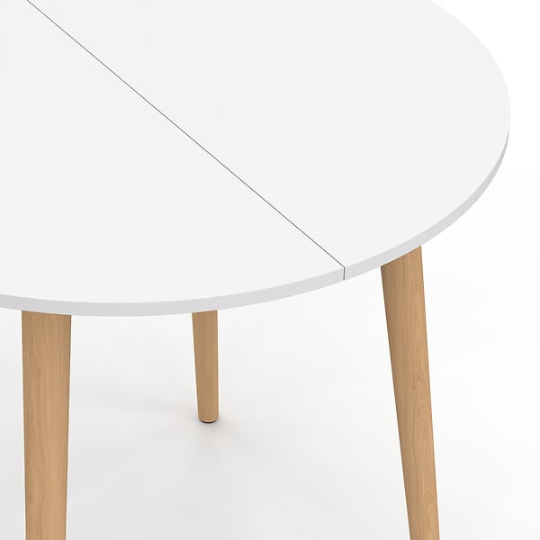 ID MARKET - Table à manger fixe ronde ANGELA 4 personnes blanc pieds bois 80 cm - large