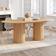 ID MARKET - Table à manger extensible ovale JULIETTE 6-10 personnes pieds cylindriques effet lattes 160-200 cm - vignette
