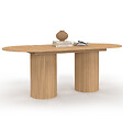 ID MARKET - Table à manger extensible ovale JULIETTE 6-10 personnes pieds cylindriques effet lattes 160-200 cm - vignette