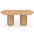 ID MARKET - Table à manger extensible ovale JULIETTE 6-10 personnes pieds cylindriques effet lattes 160-200 cm - vignette
