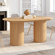 ID MARKET - Table à manger extensible ovale JULIETTE 6-10 personnes pieds cylindriques effet lattes 160-200 cm - vignette
