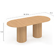 ID MARKET - Table à manger extensible ovale JULIETTE 6-10 personnes pieds cylindriques effet lattes 160-200 cm - vignette