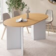 ID MARKET - Table à manger extensible ovale MARTHE 6 -10 personnes bois façon hêtre et blanc 160-200 cm - vignette