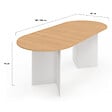 ID MARKET - Table à manger extensible ovale MARTHE 6 -10 personnes bois façon hêtre et blanc 160-200 cm - vignette