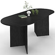 ID MARKET - Table à manger extensible ovale MARTHE 6 -10 personnes bois noir 160-200 cm - vignette