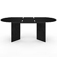 ID MARKET - Table à manger extensible ovale MARTHE 6 -10 personnes bois noir 160-200 cm - vignette