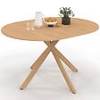 ID MARKET - Table à manger extensible ronde ALIX 4-8 personnes pied araignée bois effet hêtre 110-150 cm - vignette