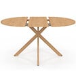 ID MARKET - Table à manger extensible ronde ALIX 4-8 personnes pied araignée bois effet hêtre 110-150 cm - vignette