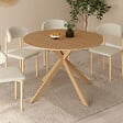 ID MARKET - Table à manger extensible ronde ALIX 4-8 personnes pied araignée bois effet hêtre 110-150 cm - vignette