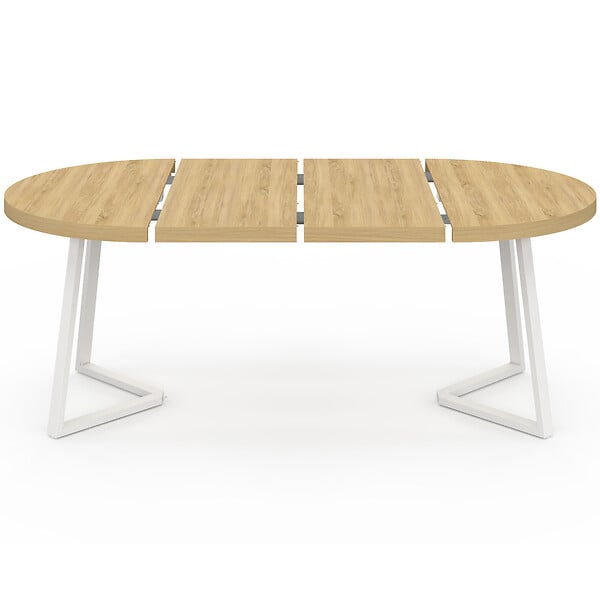 ID MARKET - Table à manger extensible ronde SELMA 4-10 personnes bois et blanc 110-200 cm - large