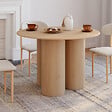 ID MARKET - Table à manger ronde ELOISE pied central cylindrique 6 personnes hêtre 110 cm - vignette