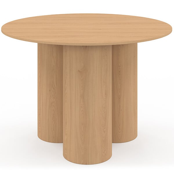 ID MARKET - Table à manger ronde ELOISE pied central cylindrique 6 personnes hêtre 110 cm - large