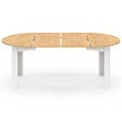 ID MARKET - Table à manger extensible ronde DONA 4-10 personnes blanche plateau façon hêtre 110-200 cm - vignette