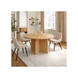 ID MARKET - Table à manger fixe japandi ronde EDITH 6 personnes bois effet hêtre 110 cm - vignette
