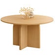 ID MARKET - Table à manger fixe japandi ronde EDITH 6 personnes bois effet hêtre 110 cm - vignette