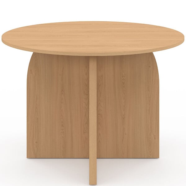 ID MARKET - Table à manger fixe japandi ronde EDITH 6 personnes bois effet hêtre 110 cm - large