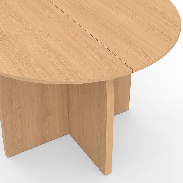ID MARKET - Table à manger fixe japandi ronde EDITH 6 personnes bois effet hêtre 110 cm - large