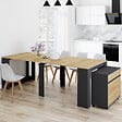 ID MARKET - Table buffet extensible ORLANDO 10 personnes 235 cm bois noir et façon hêtre - vignette