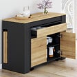 ID MARKET - Table buffet extensible ORLANDO 10 personnes 235 cm bois noir et façon hêtre - vignette