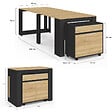ID MARKET - Table buffet extensible ORLANDO 10 personnes 235 cm bois noir et façon hêtre - vignette
