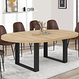 ID MARKET - Table à manger extensible ronde PHOENIX 6-10 personnes bois et noir 140-200 cm - vignette