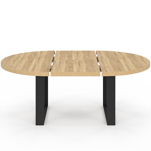 ID MARKET - Table à manger extensible ronde PHOENIX 6-10 personnes bois et noir 140-200 cm - large