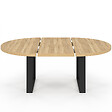 ID MARKET - Table à manger extensible ronde PHOENIX 6-10 personnes bois et noir 140-200 cm - vignette