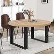ID MARKET - Table à manger extensible ronde PHOENIX 6-10 personnes bois et noir 140-200 cm - vignette