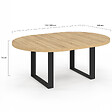 ID MARKET - Table à manger extensible ronde PHOENIX 6-10 personnes bois et noir 140-200 cm - vignette