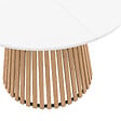 ID MARKET - Table à manger ronde CARMEN 6 personnes pied bois en lattes et plateau bois blanc 110 cm - vignette