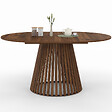 ID MARKET - Table à manger extensible ronde CARMEN 4-8 personnes pied noyer en lattes et plateau noyer 110-150 cm - vignette