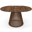 ID MARKET - Table à manger extensible ronde CARMEN 4-8 personnes pied noyer en lattes et plateau noyer 110-150 cm - vignette