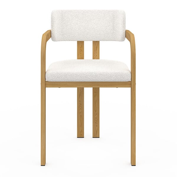ID MARKET - Lot de 2 chaises de salle à manger, fauteuils de table ESMA en métal effet bois et tissu bouclette avec accoudoirs - large