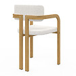 ID MARKET - Lot de 2 chaises de salle à manger, fauteuils de table ESMA en métal effet bois et tissu bouclette avec accoudoirs - vignette