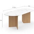 ID MARKET - Table  à manger extensible ovale MARTHE 6 -10 personnes plateau marbre blanc ALASKA et bois façon hêtre 160-200 cm - vignette