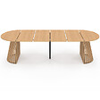 ID MARKET - Table à manger extensible ronde CARMEN 4-12  personnes pied bois en lattes et plateau bois 110-300 cm - vignette