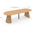ID MARKET - Table à manger extensible ronde CARMEN 4-12  personnes pied bois en lattes et plateau bois 110-300 cm - vignette