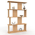 ID MARKET - Etagère 4 niveaux japandi CAPUCINE asymétrique façon hêtre design arrondi - vignette