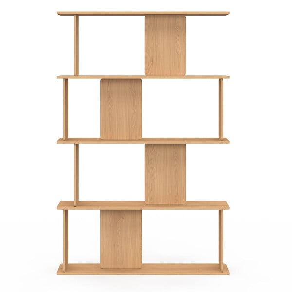 ID MARKET - Etagère 4 niveaux japandi CAPUCINE asymétrique façon hêtre design arrondi - large