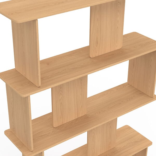 ID MARKET - Etagère 4 niveaux japandi CAPUCINE asymétrique façon hêtre design arrondi - large