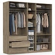 ID MARKET - Dressing modulable TAYLOR 200 x 55 x 200 cm 3 modules avec penderies + étagères + tiroirs hêtre et noir - vignette