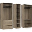 ID MARKET - Dressing modulable TAYLOR 200 x 55 x 200 cm 3 modules avec penderies + étagères + tiroirs hêtre et noir - vignette