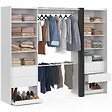 ID MARKET - Dressing double XXL MERYL 220 cm avec porte pantalons + étagères + tiroirs + rangements à chaussures blanc et gris - vignette