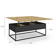 ID MARKET - Table basse plateau relevable rectangulaire convertible en table à manger BOSTON 100 cm design industriel - vignette