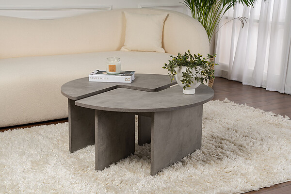 HABITAT ET JARDIN - Table basse en bois "Moira" 90 x 90 x 41 cm - Gris béton - large